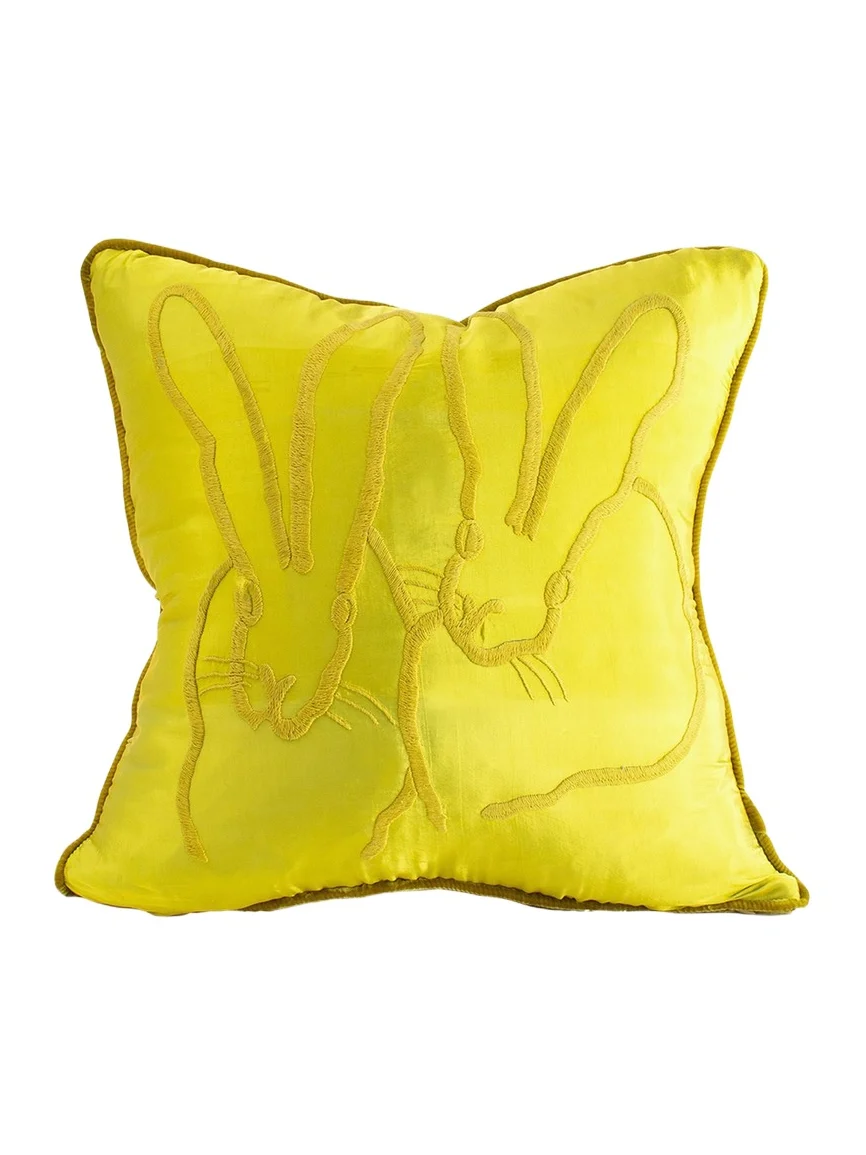 Hunt Slonem Embroidered Silk & Velvet Bunny Pillow, 20"