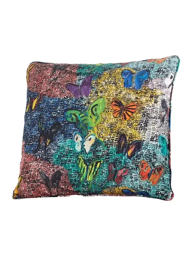 Hunt Slonem Butterfly & Guardian Cotton Pillow, 22"