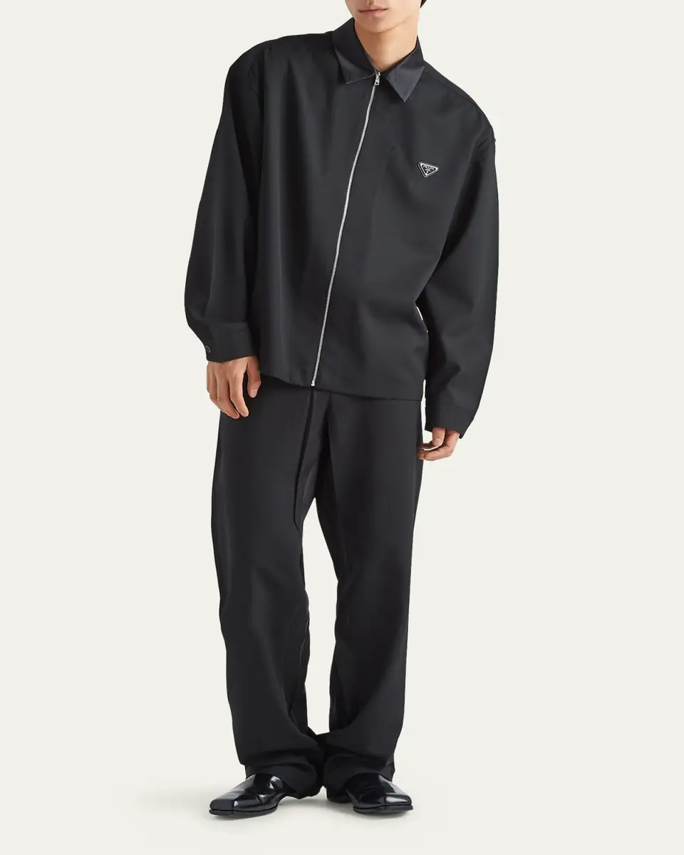 Prada Men's Full-Zip Gabardine Overshirt | Thumbnail 2