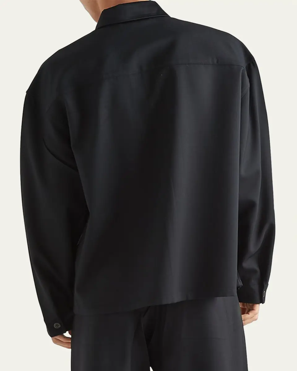 Prada Men's Full-Zip Gabardine Overshirt | Thumbnail 4