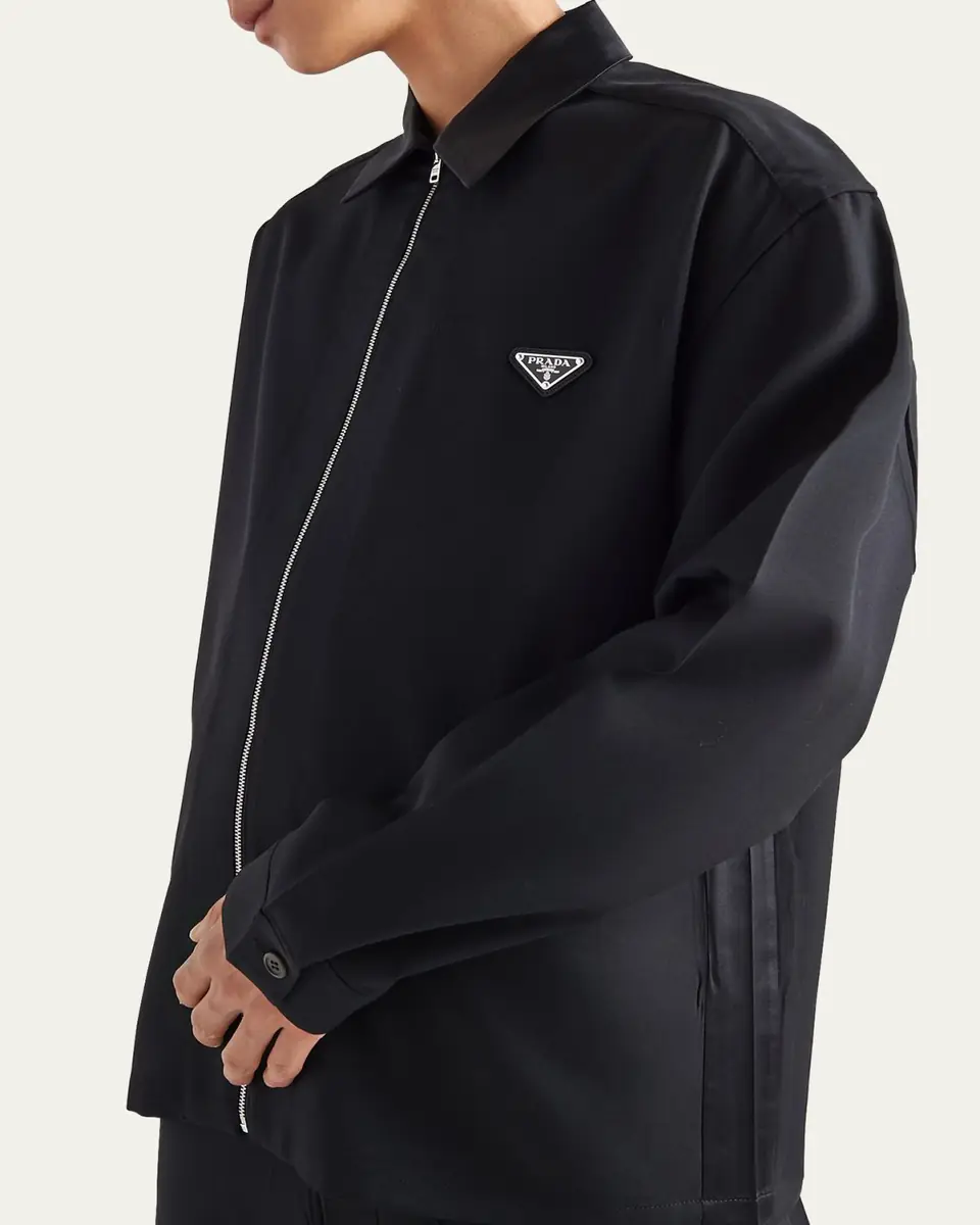 Prada Men's Full-Zip Gabardine Overshirt | Thumbnail 5