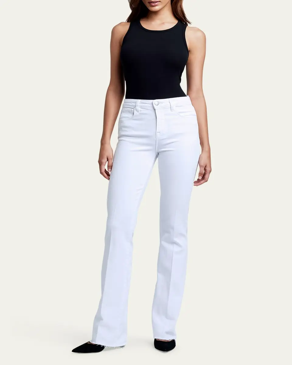 L'Agence Ruth High-Rise Straight Jeans w/ Raw Hem | Thumbnail 6 L'Agence Ruth High-Rise Straight Jeans w/ Raw Hem | Thumbnail 6
