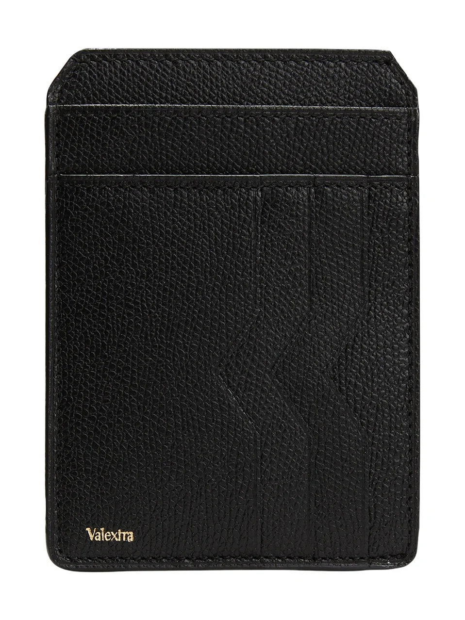 Men's V-Cut Compact Pebble Leather Card Holder