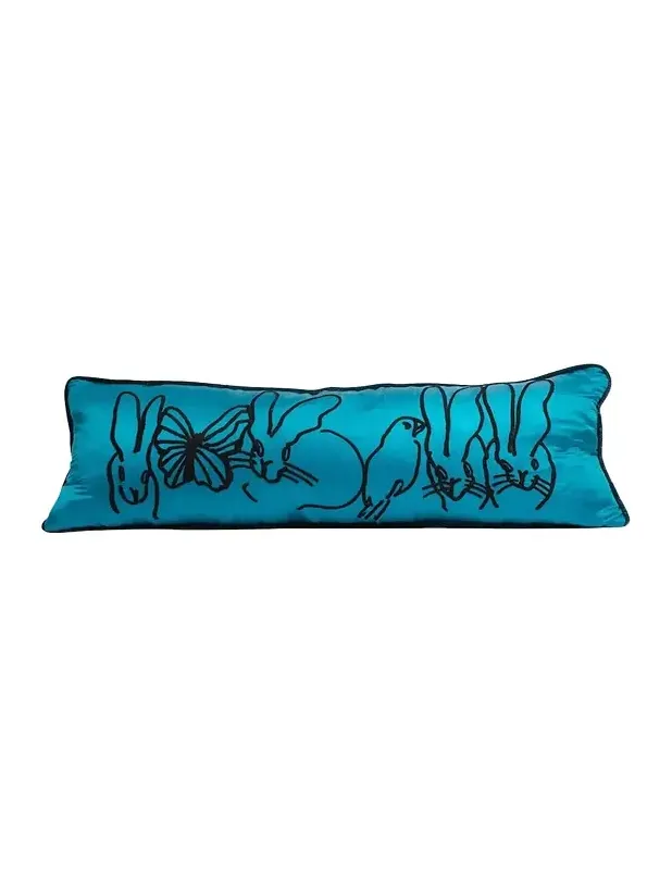 Hunt Slonem Embroidered Silk & Velvet Menagerie Pillow, 14" x 35"