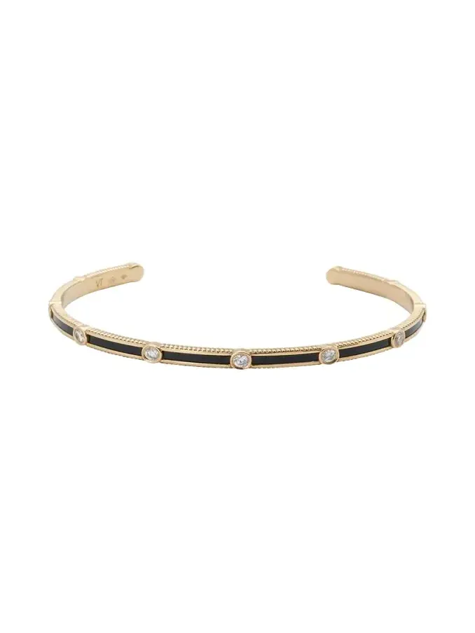 Rayon Bangle in Onyx, 18K Yellow Gold and Diamonds