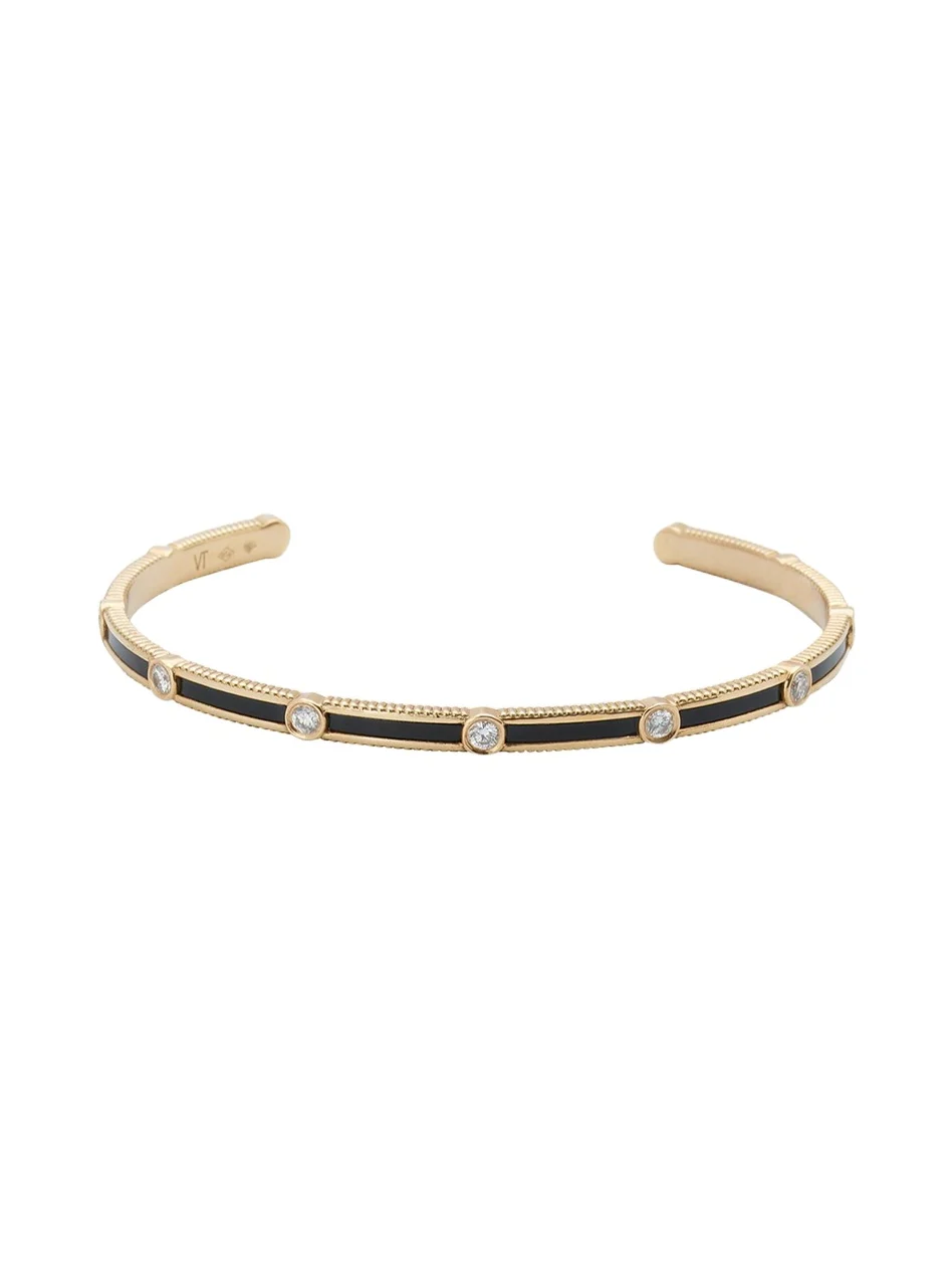 Viltier Rayon Bangle in Onyx, 18K Yellow Gold and Diamonds