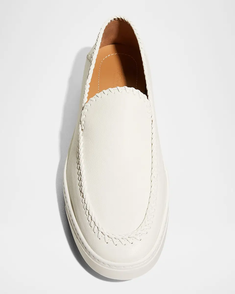 Giorgio Armani Men's Woven Leather Slip-On Sneakers | Thumbnail 4 Giorgio Armani Men's Woven Leather Slip-On Sneakers | Thumbnail 4