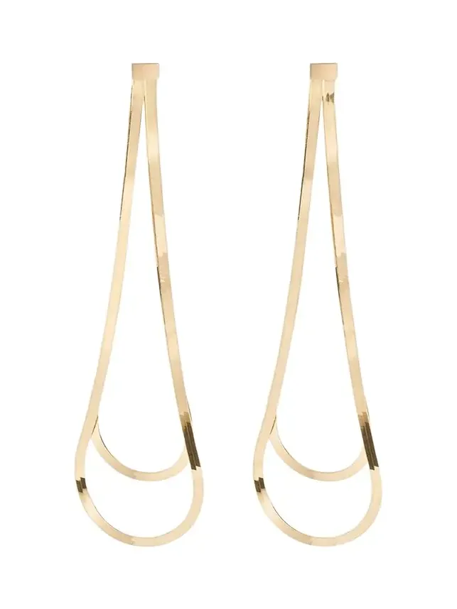 Lana 14K Gold Linear Looped Herringbone Earrings, 5.5"L