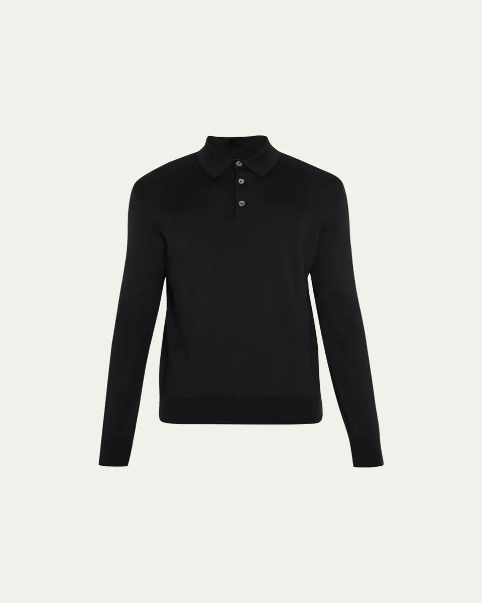 ZEGNA Men's Cashmere-Silk Polo Sweater | Thumbnail 7