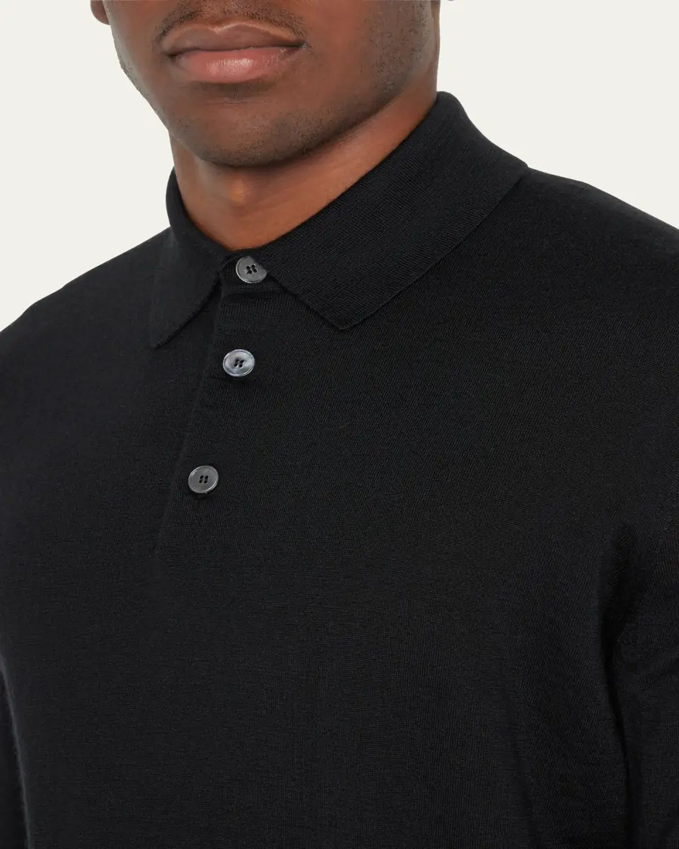 ZEGNA Men's Cashmere-Silk Polo Sweater | Thumbnail 10