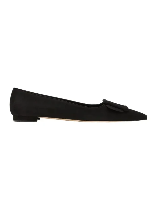 Maysale Suede Buckle Ballerina Flats