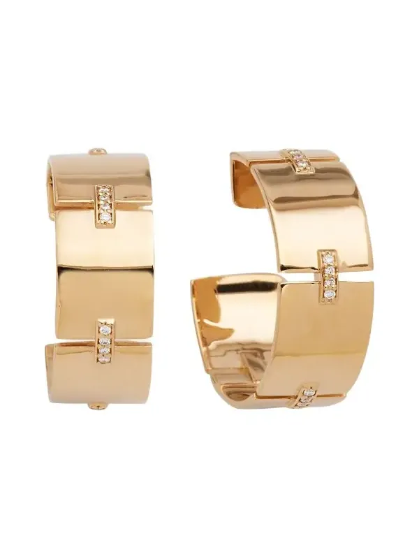 14K Gold Flawless Tag Link Vanity Hoop Earrings, 25mm 14K Gold Flawless Tag Link Vanity Hoop Earrings, 25mm