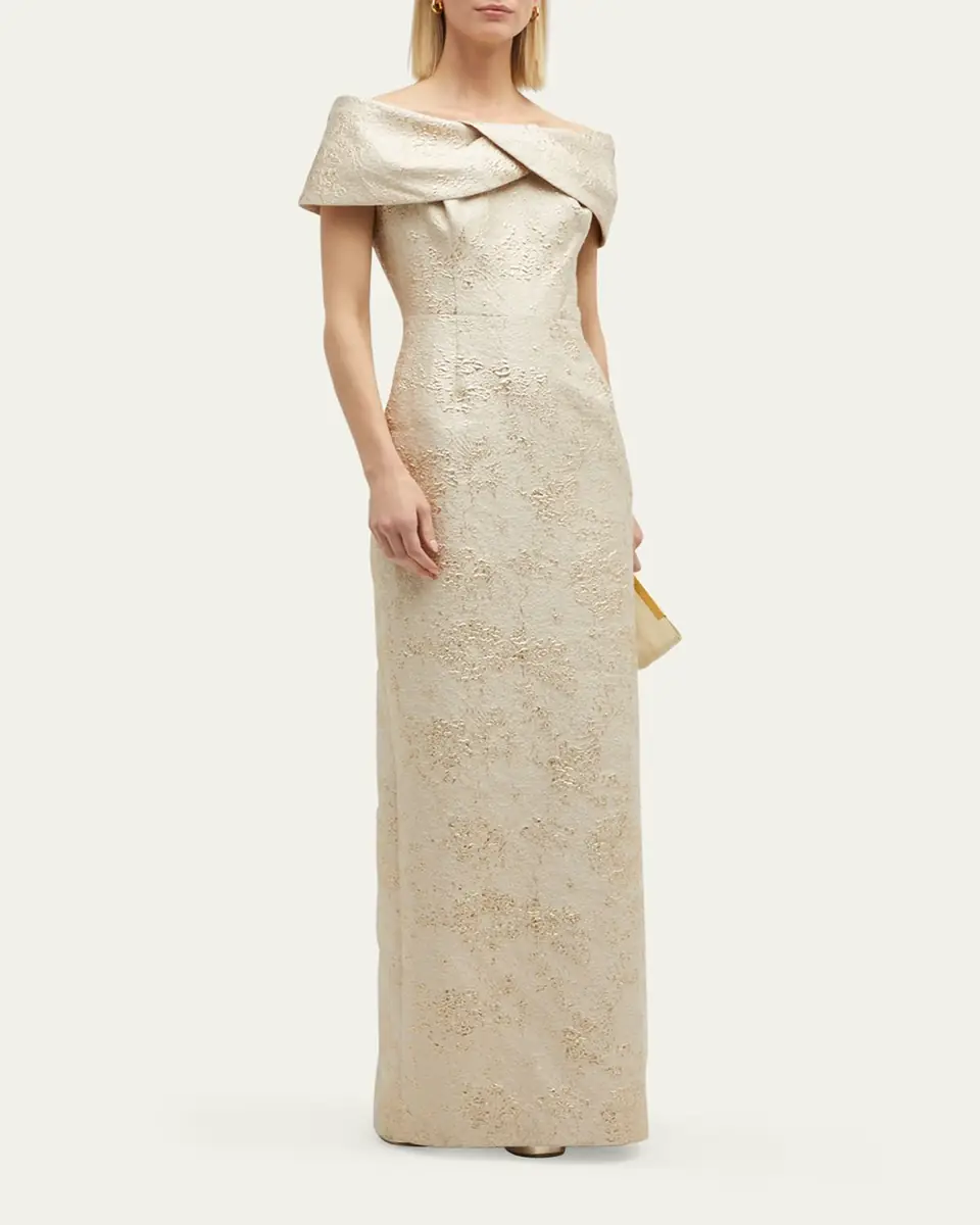 Rickie Freeman for Teri Jon Off-Shoulder Jacquard Column Gown | Thumbnail 11 Rickie Freeman for Teri Jon Off-Shoulder Jacquard Column Gown | Thumbnail 11