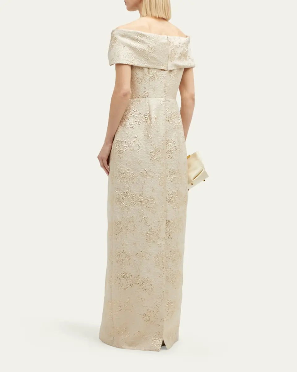 Rickie Freeman for Teri Jon Off-Shoulder Jacquard Column Gown | Thumbnail 12 Rickie Freeman for Teri Jon Off-Shoulder Jacquard Column Gown | Thumbnail 12