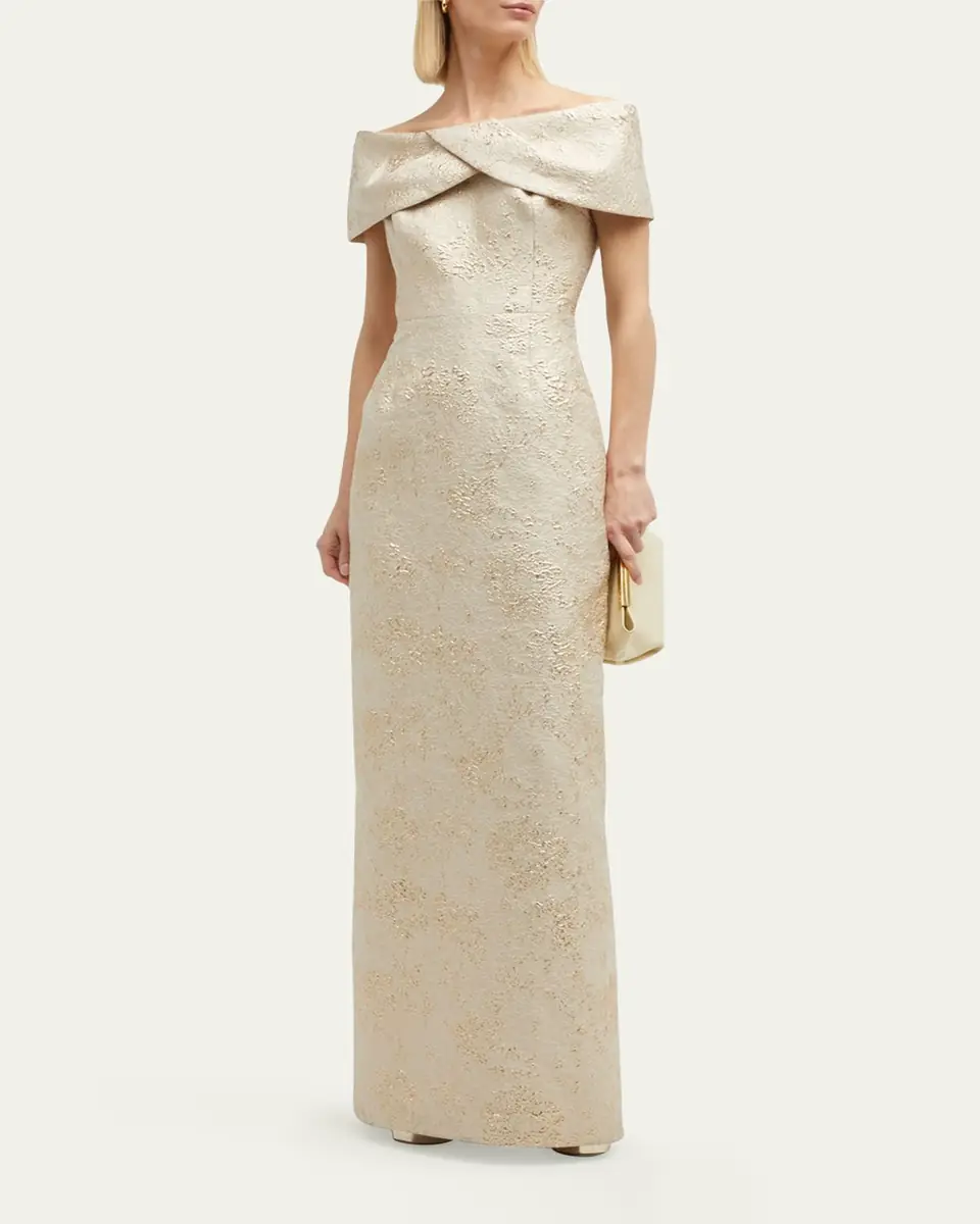 Rickie Freeman for Teri Jon Off-Shoulder Jacquard Column Gown | Thumbnail 13 Rickie Freeman for Teri Jon Off-Shoulder Jacquard Column Gown | Thumbnail 13