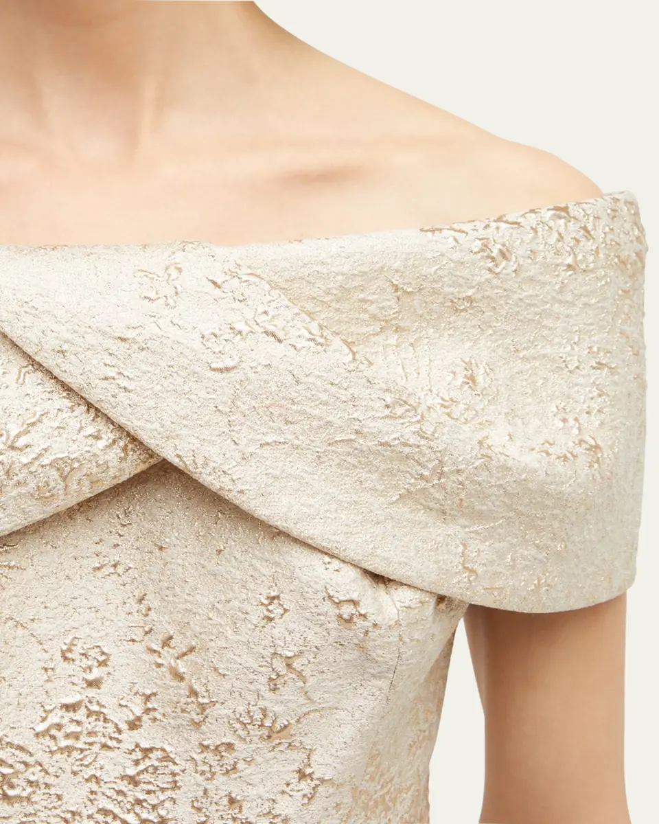 Rickie Freeman for Teri Jon Off-Shoulder Jacquard Column Gown | Thumbnail 14 Rickie Freeman for Teri Jon Off-Shoulder Jacquard Column Gown | Thumbnail 14