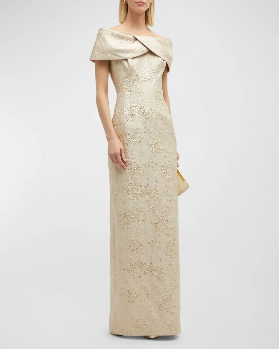 Rickie Freeman for Teri Jon Off-Shoulder Jacquard Column Gown | Thumbnail 16 Rickie Freeman for Teri Jon Off-Shoulder Jacquard Column Gown | Thumbnail 16
