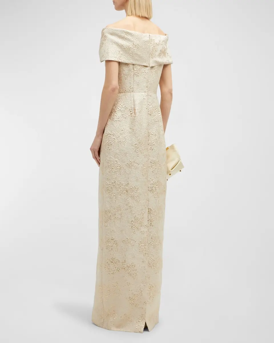 Rickie Freeman for Teri Jon Off-Shoulder Jacquard Column Gown | Thumbnail 17 Rickie Freeman for Teri Jon Off-Shoulder Jacquard Column Gown | Thumbnail 17