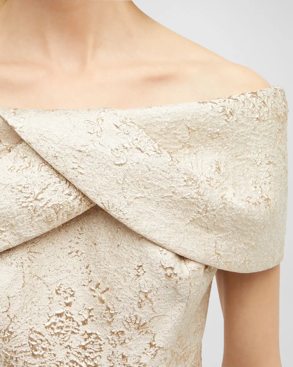 Rickie Freeman for Teri Jon Off-Shoulder Jacquard Column Gown | Thumbnail 18 Rickie Freeman for Teri Jon Off-Shoulder Jacquard Column Gown | Thumbnail 18