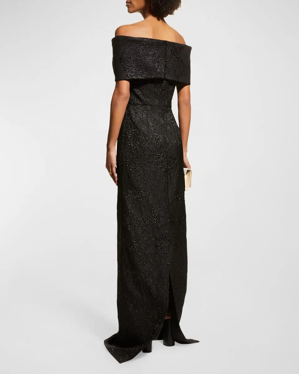 Rickie Freeman for Teri Jon Off-Shoulder Jacquard Column Gown | Thumbnail 3 Rickie Freeman for Teri Jon Off-Shoulder Jacquard Column Gown | Thumbnail 3