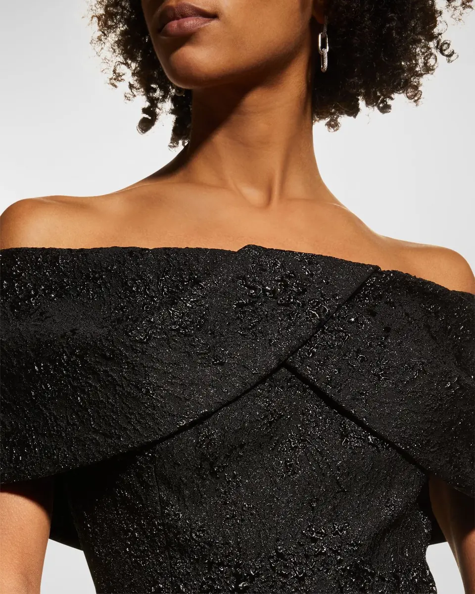 Rickie Freeman for Teri Jon Off-Shoulder Jacquard Column Gown | Thumbnail 4 Rickie Freeman for Teri Jon Off-Shoulder Jacquard Column Gown | Thumbnail 4