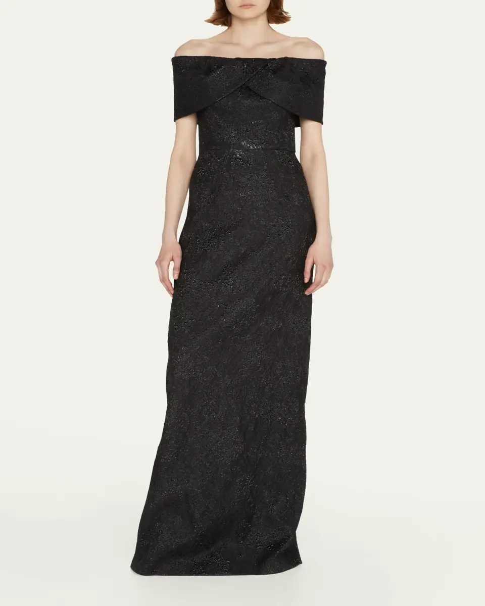 Rickie Freeman for Teri Jon Off-Shoulder Jacquard Column Gown | Thumbnail 6 Rickie Freeman for Teri Jon Off-Shoulder Jacquard Column Gown | Thumbnail 6