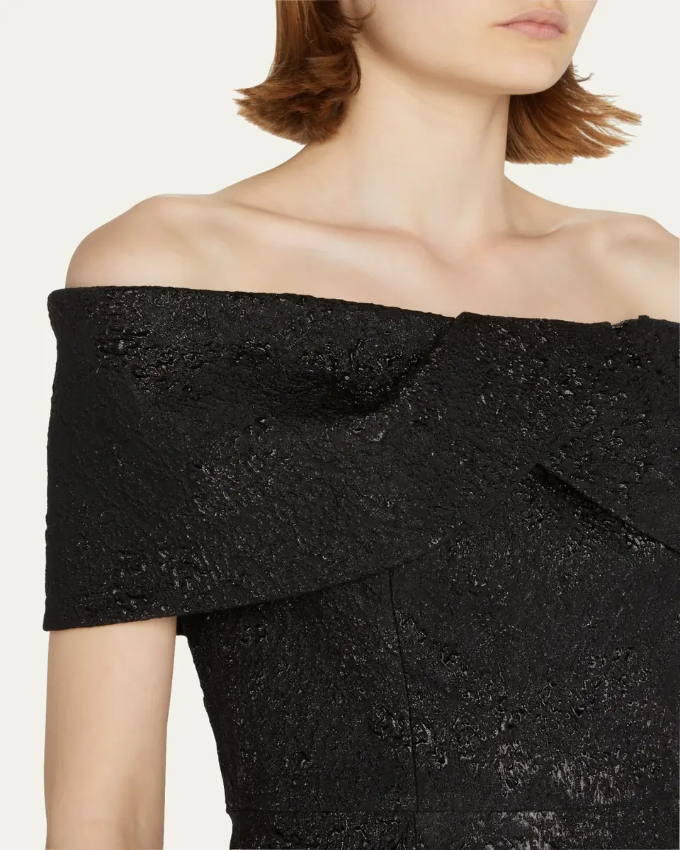Rickie Freeman for Teri Jon Off-Shoulder Jacquard Column Gown | Thumbnail 9 Rickie Freeman for Teri Jon Off-Shoulder Jacquard Column Gown | Thumbnail 9
