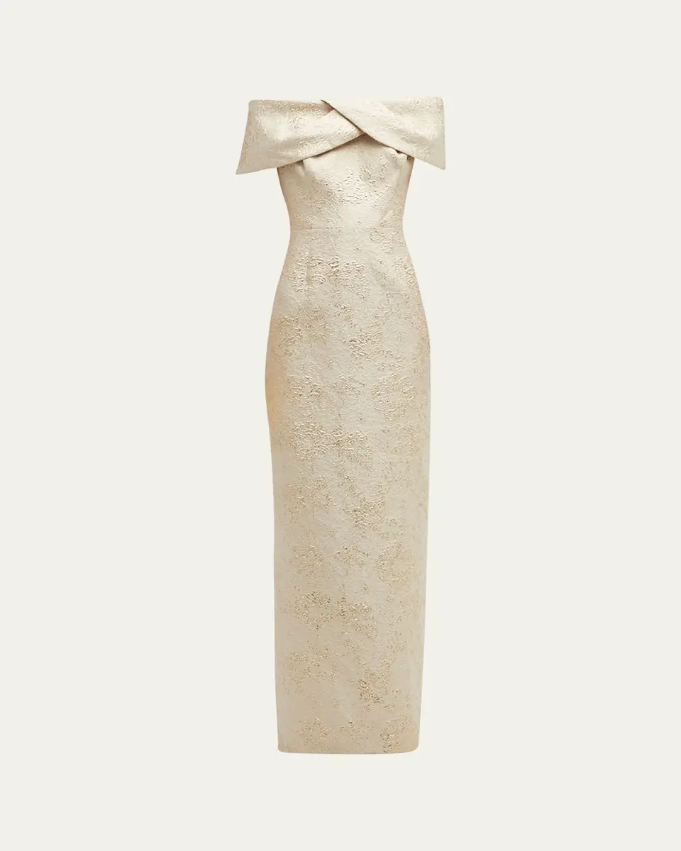 Rickie Freeman for Teri Jon Off-Shoulder Jacquard Column Gown | Thumbnail 10 Rickie Freeman for Teri Jon Off-Shoulder Jacquard Column Gown | Thumbnail 10