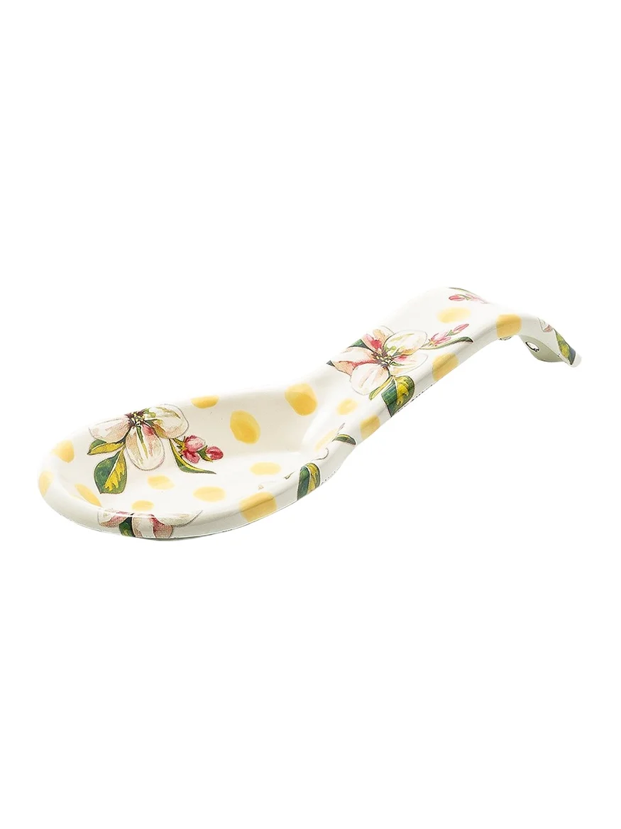 MacKenzie-Childs Wildflowers Yellow Enamel Spoon Rest