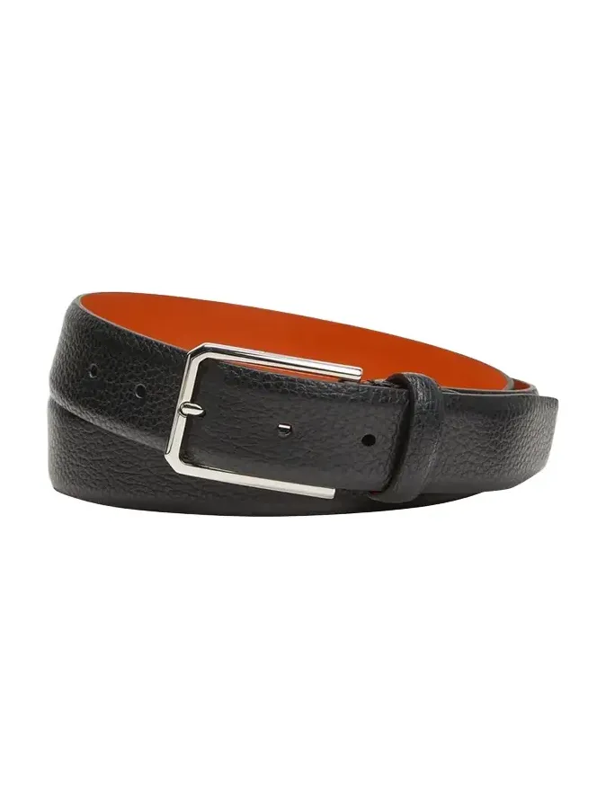 Men's Rectangle Buckle Grained Leather Belt Men's Rectangle Buckle Grained Leather Belt