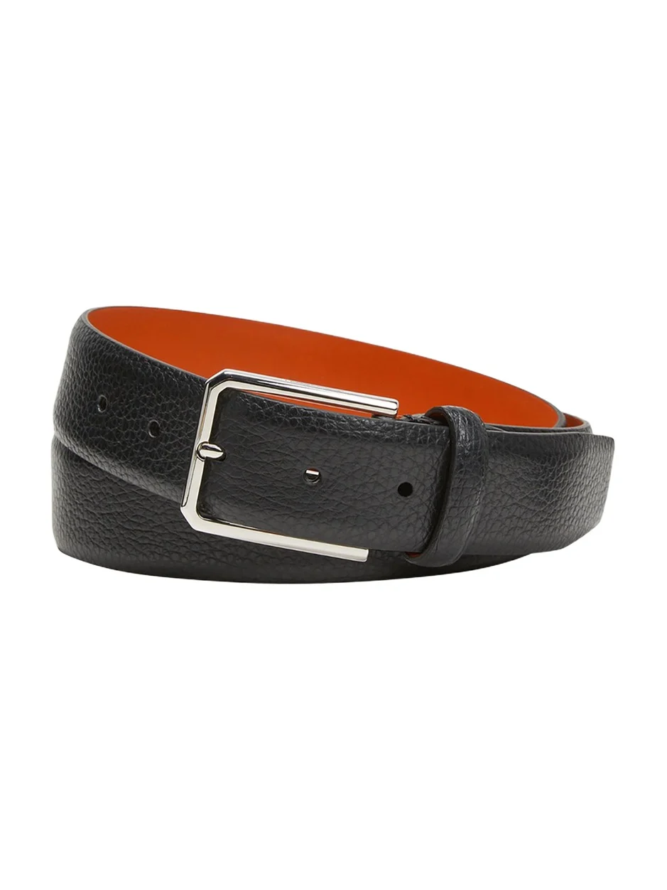 Men's Rectangle Buckle Grained Leather Belt Men's Rectangle Buckle Grained Leather Belt