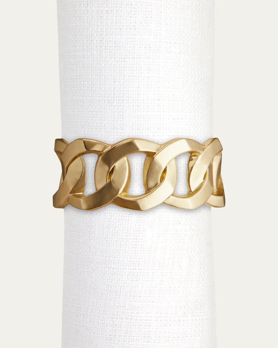 L'Objet Cuban Link 24K Gold Napkin Rings Jewels, Set of 4 | Thumbnail 2