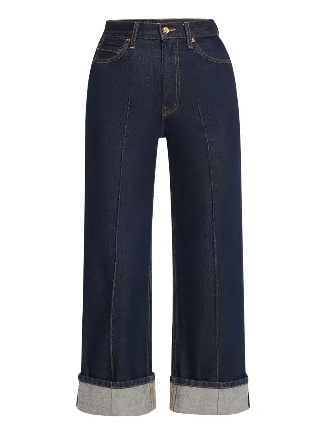 The Genevieve Topstitched Wide-Leg Denim Jeans