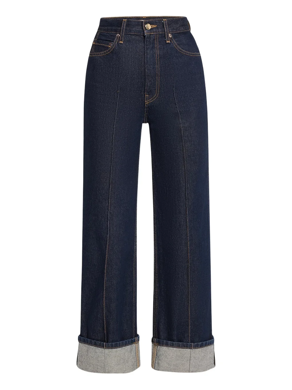 The Genevieve Topstitched Wide-Leg Denim Jeans