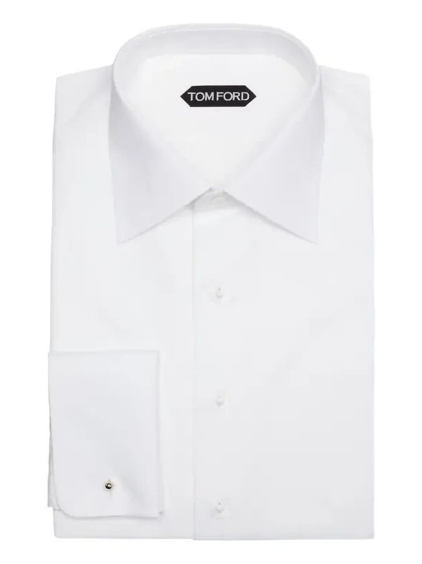 Men's Cotton Piqué Dress Shirt with French Cuffs Men's Cotton Piqué Dress Shirt with French Cuffs