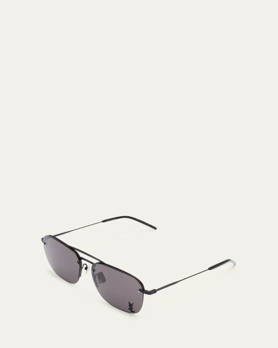 Saint Laurent Raised YSL Metal Aviator Sunglasses | Thumbnail 2