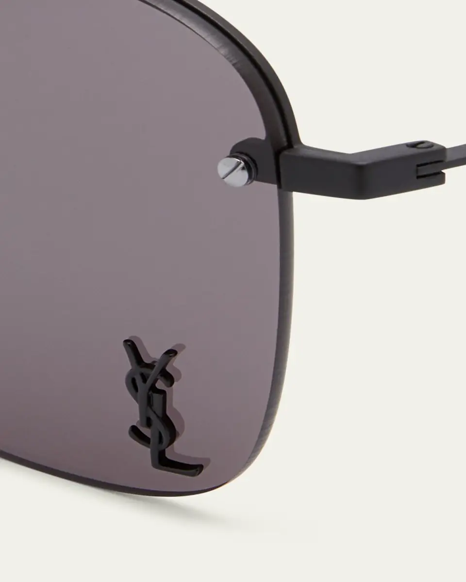 Saint Laurent Raised YSL Metal Aviator Sunglasses | Thumbnail 3