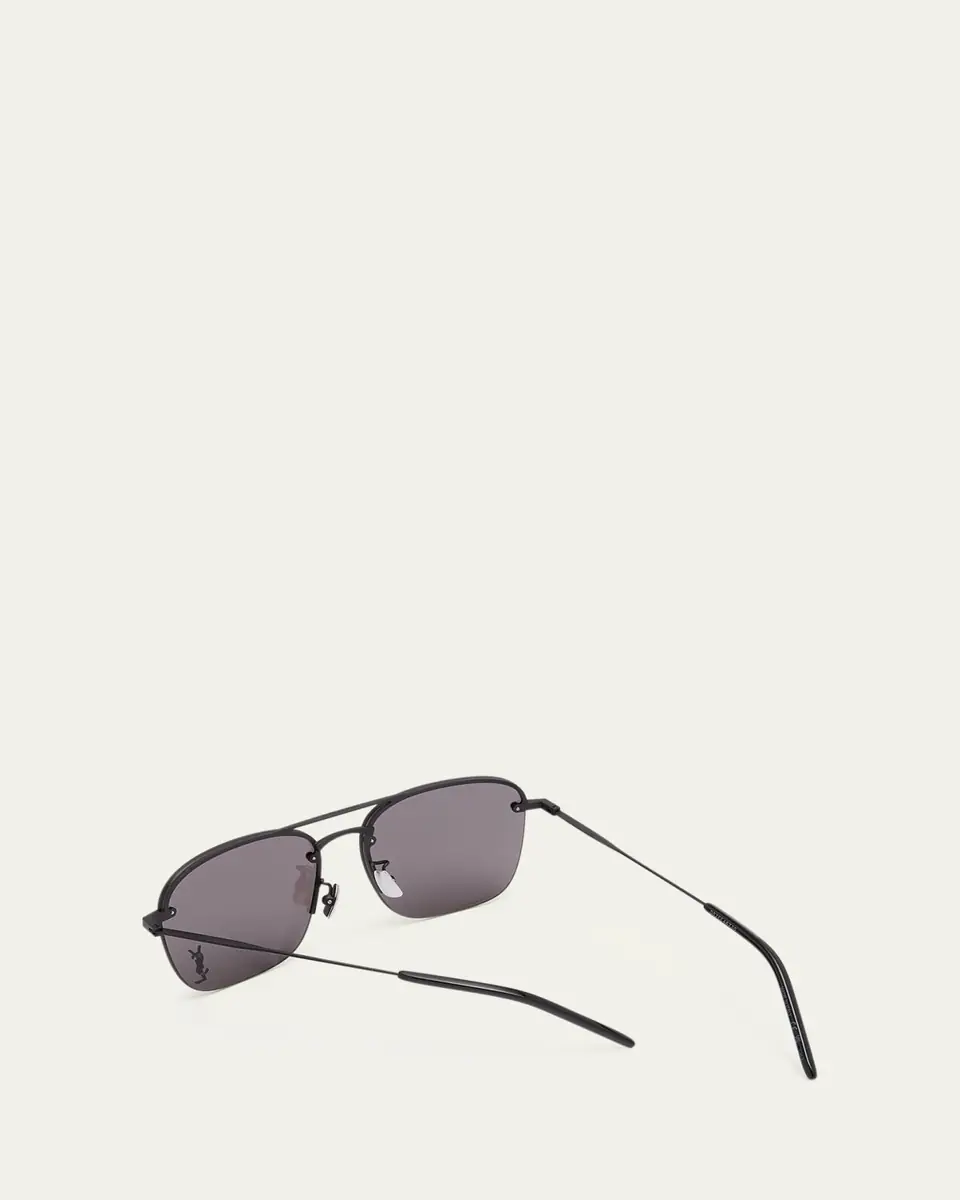 Saint Laurent Raised YSL Metal Aviator Sunglasses | Thumbnail 4