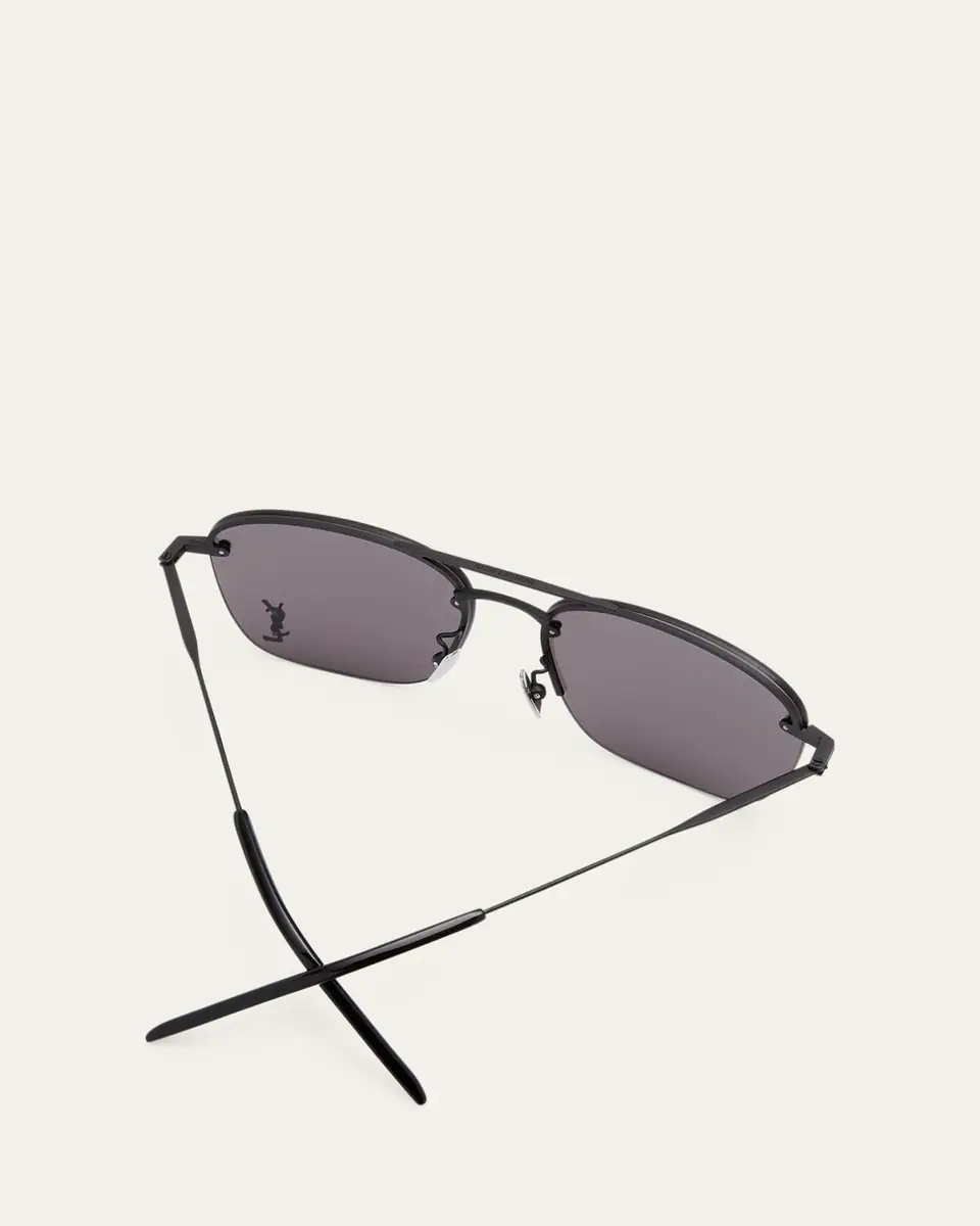 Saint Laurent Raised YSL Metal Aviator Sunglasses | Thumbnail 5