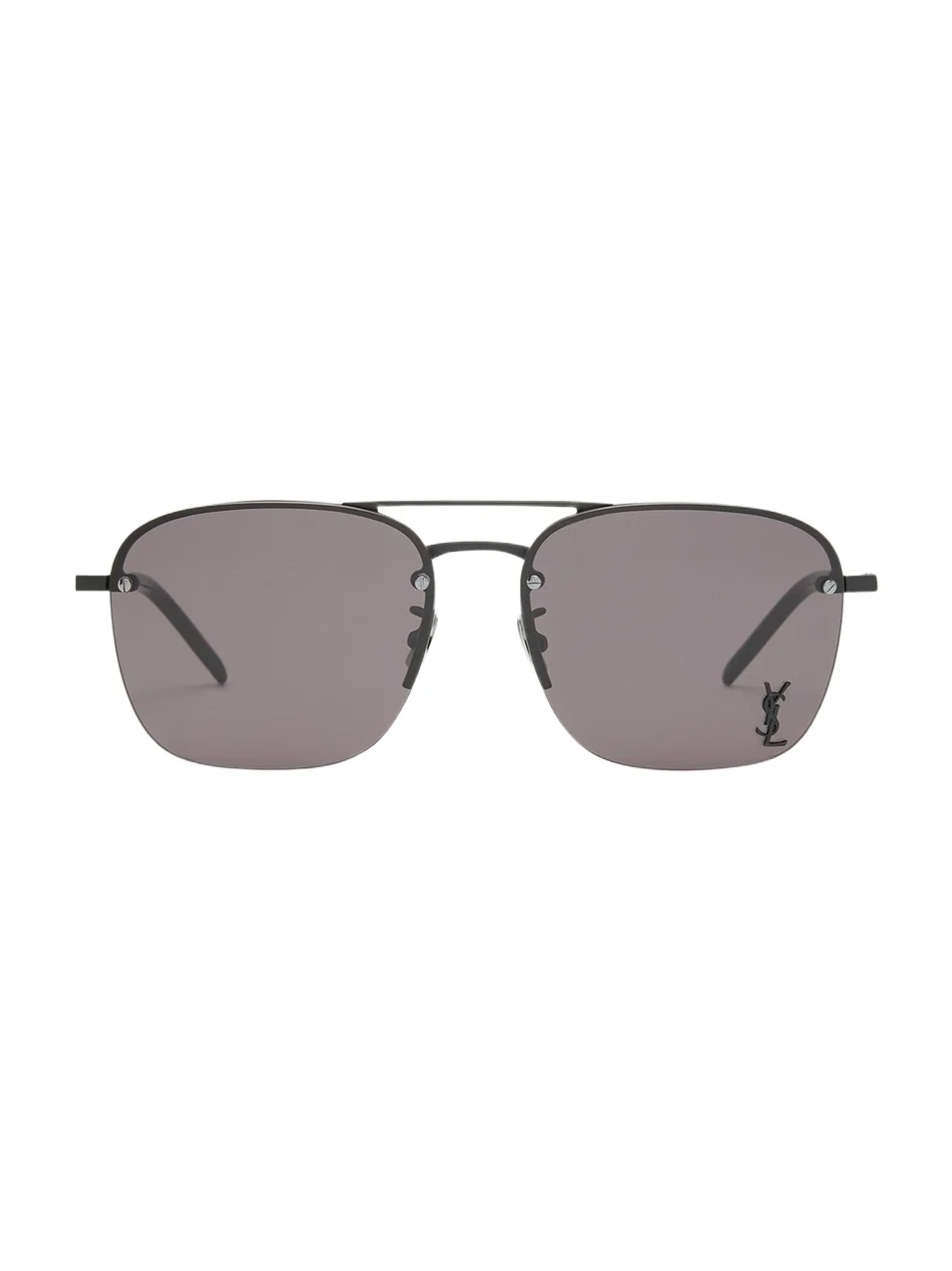 Saint Laurent Raised YSL Metal Aviator Sunglasses