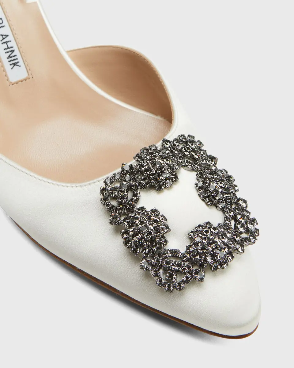 Manolo Blahnik Hangsi Satin Crystal-Buckle Halter Pumps | Thumbnail 4