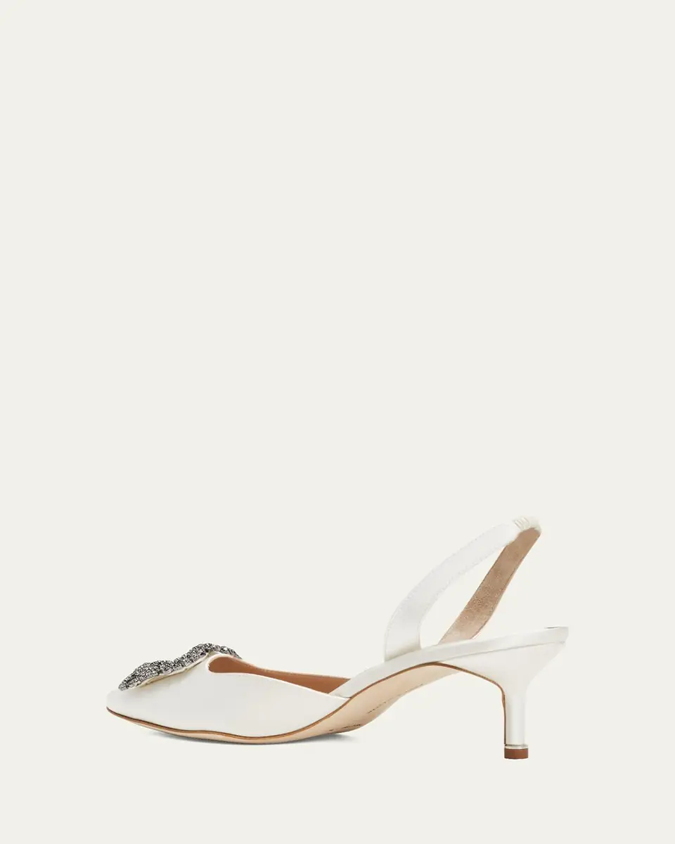Manolo Blahnik Hangsi Satin Crystal-Buckle Halter Pumps | Thumbnail 8