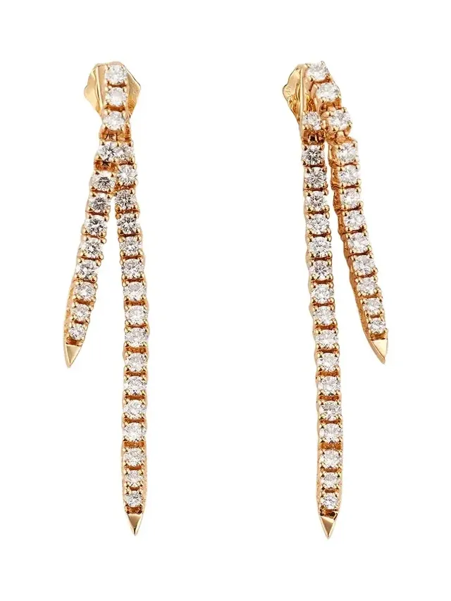 Flawless 14K Gold Graduating Diamond Tennis Earrings Flawless 14K Gold Graduating Diamond Tennis Earrings