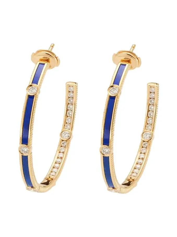 Rayon Lapis Extra-Large Hoop Earrings in 18K Yellow Gold and Diamonds