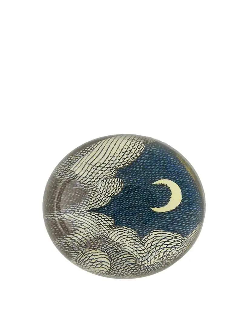 John Derian Clouds and Crescent Moon Dome Paperweight