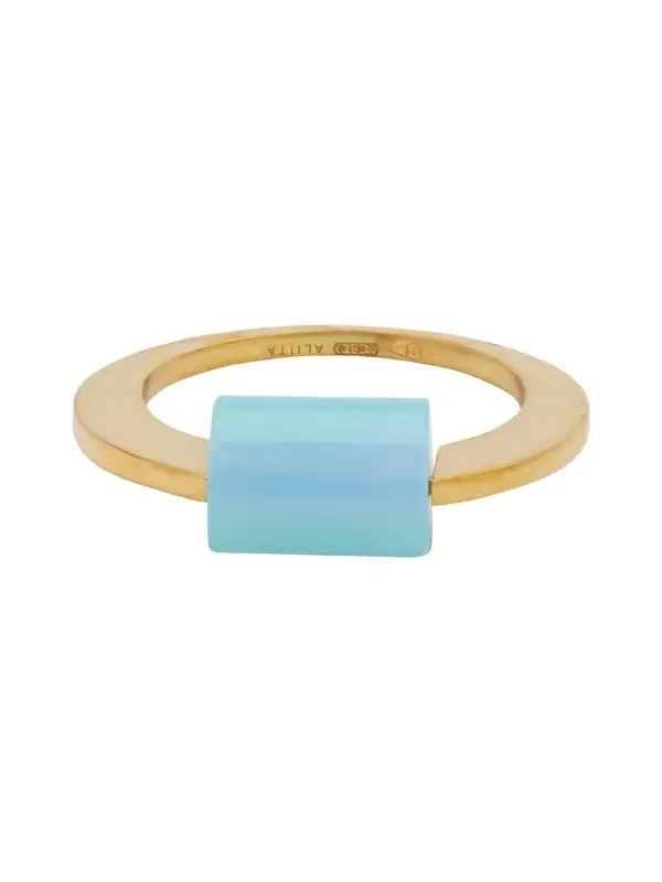 Deco Cilindro Ring with Blue Agate