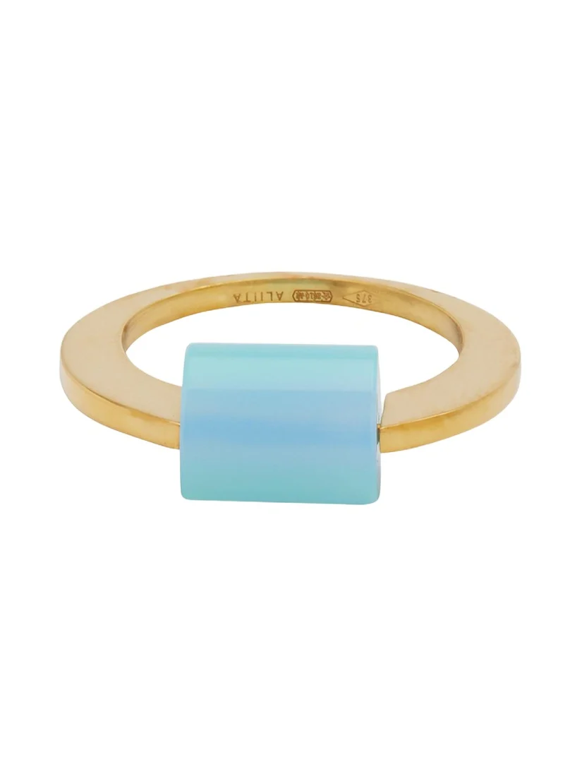 Aliita Deco Cilindro Ring with Blue Agate