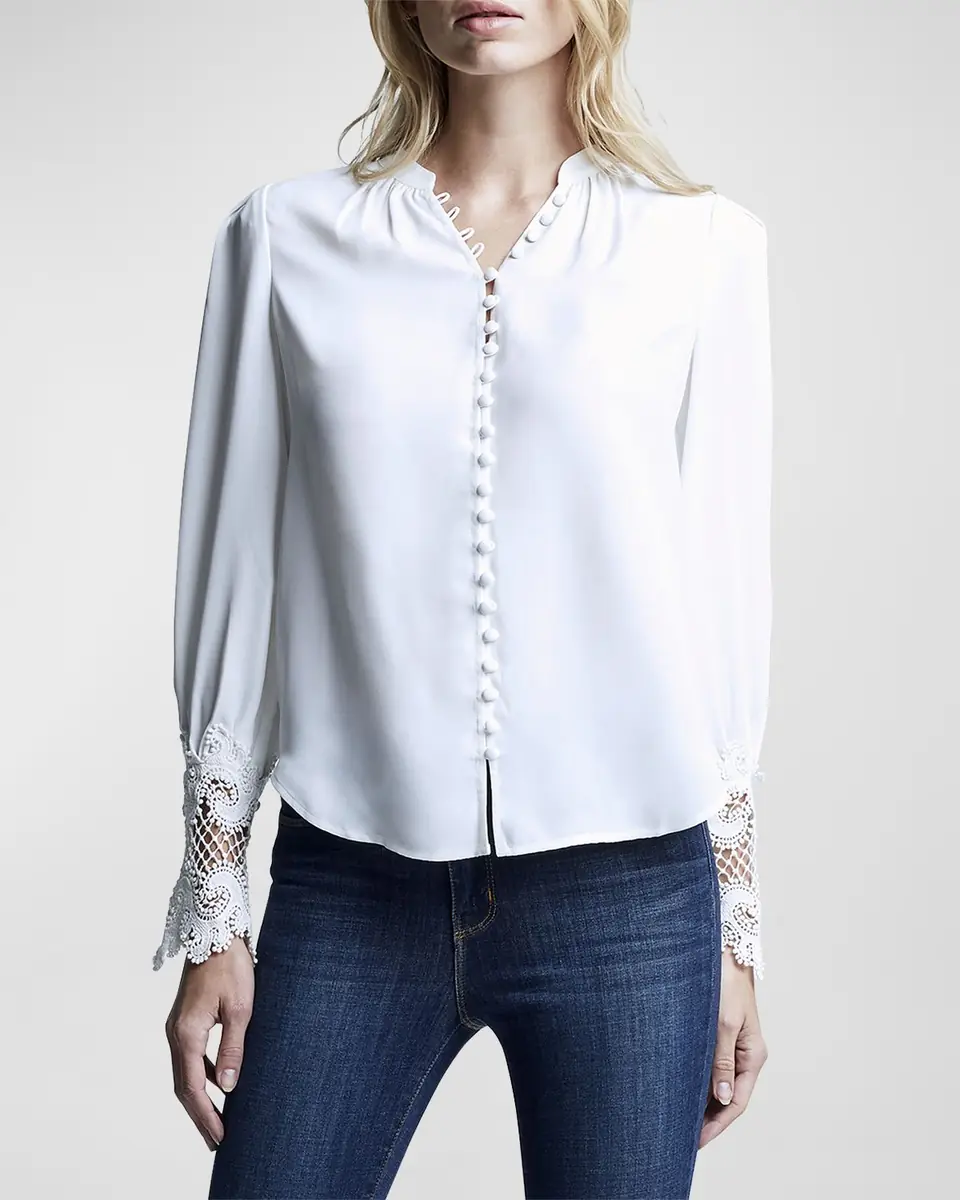 L'Agence Ava Lace-Cuff Blouse | Thumbnail 3