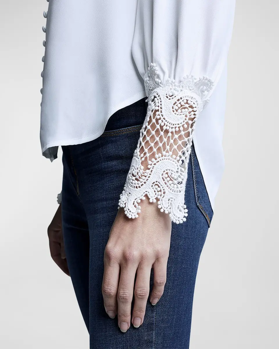 L'Agence Ava Lace-Cuff Blouse | Thumbnail 4