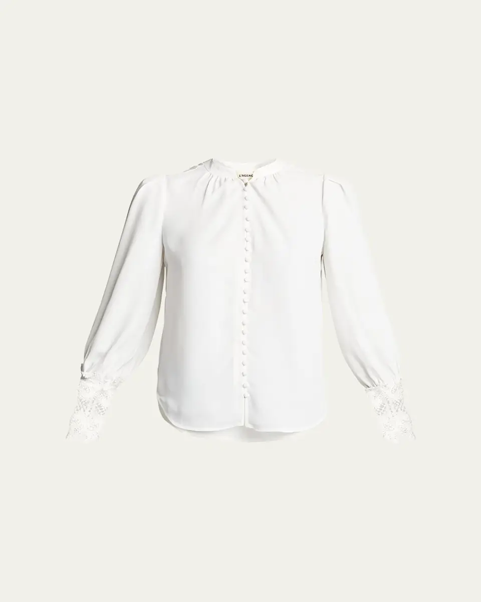 L'Agence Ava Lace-Cuff Blouse | Thumbnail 6